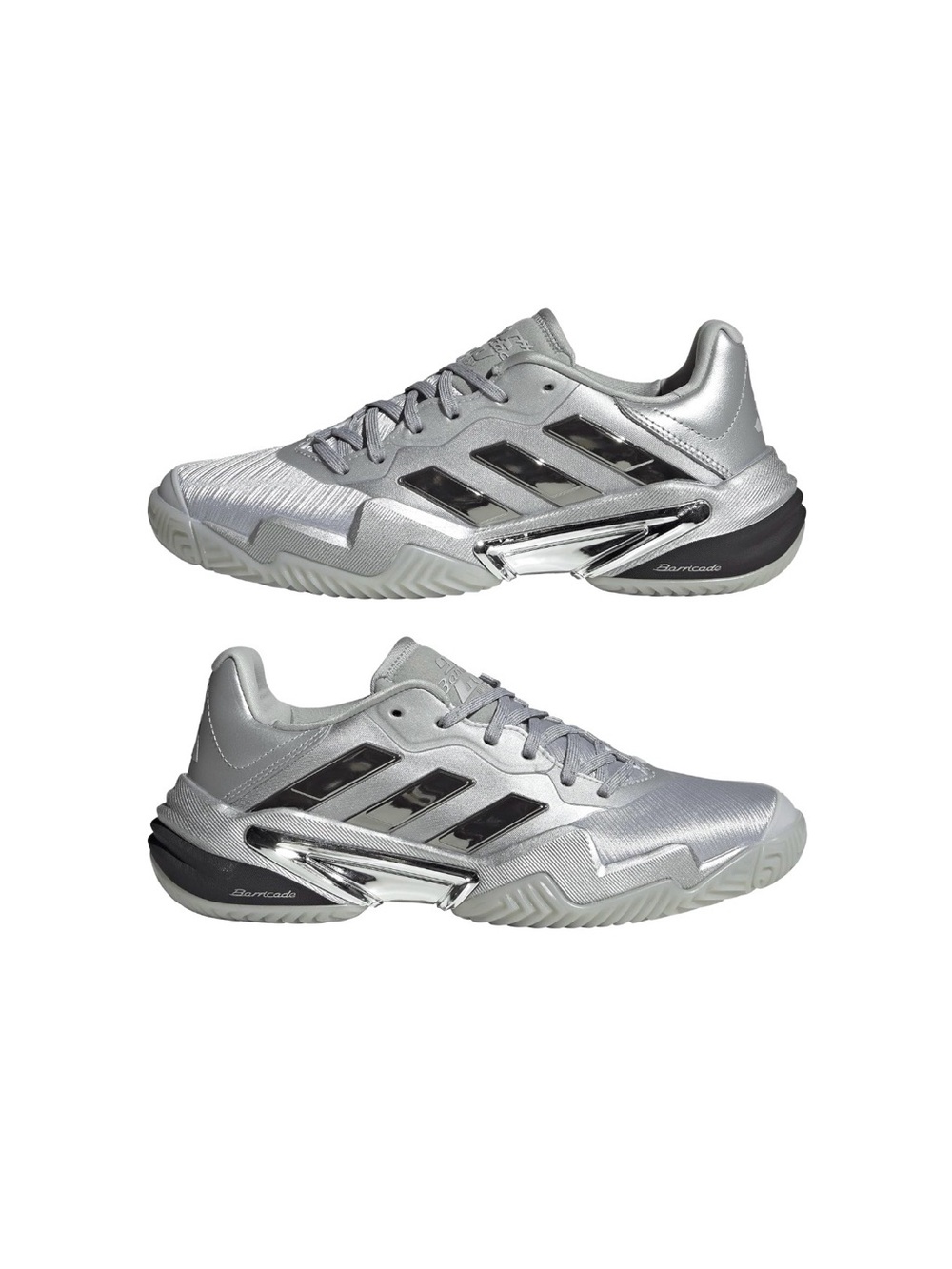 Adidas Silver Metallic Tennis Shoes with Black Accents